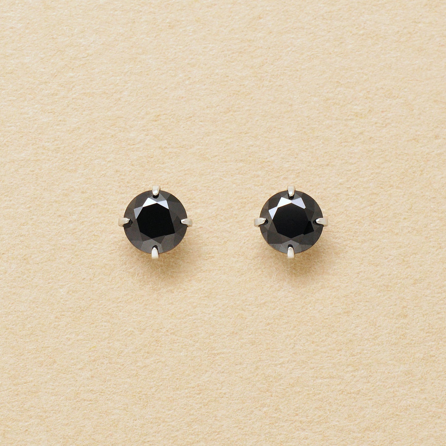 [Second Earrings] Platinum Black Cubic Zirconia Earrings - Product Image