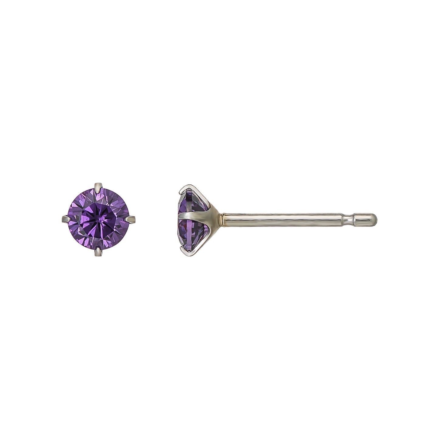 [Second Earrings] Platinum Purple Cubic Zirconia Earrings - Product Image