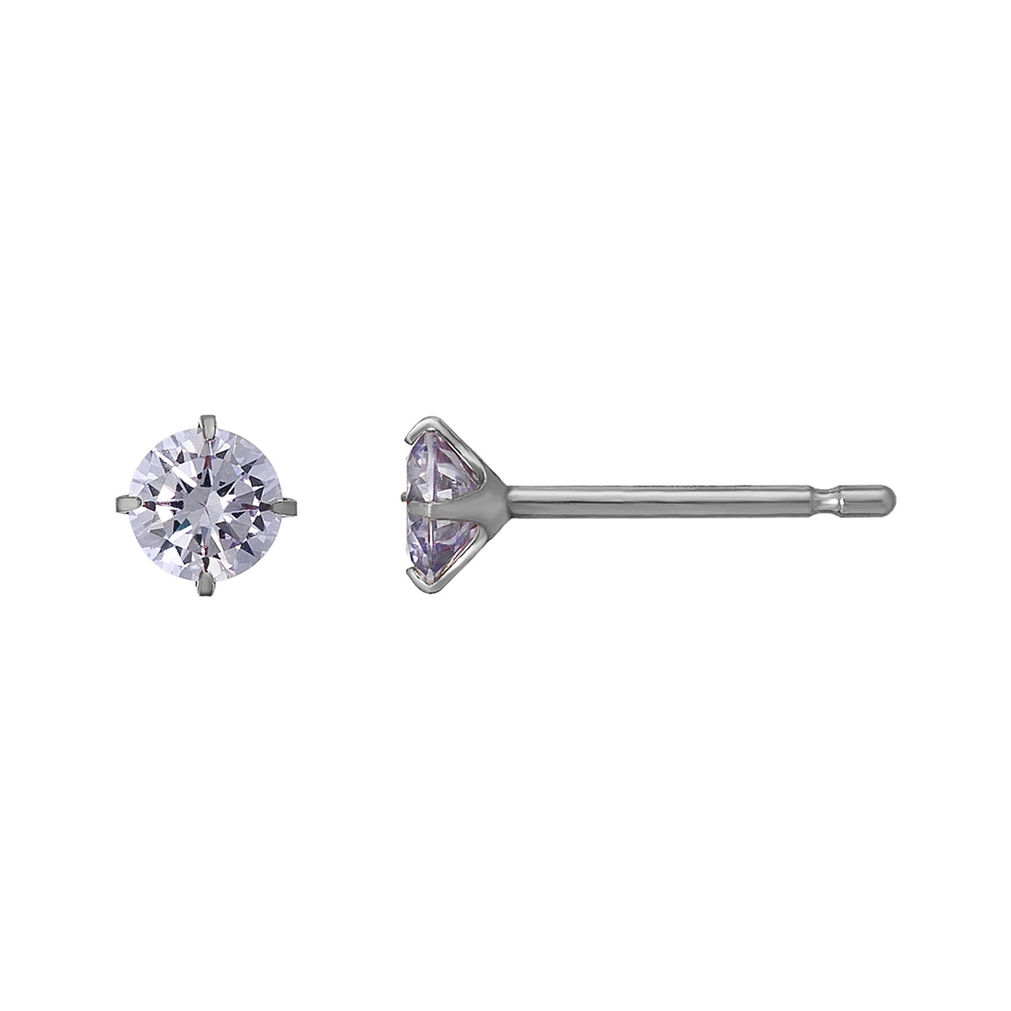 [Second Earrings] Platinum Lavender Cubic Zirconia Earrings - Product Image