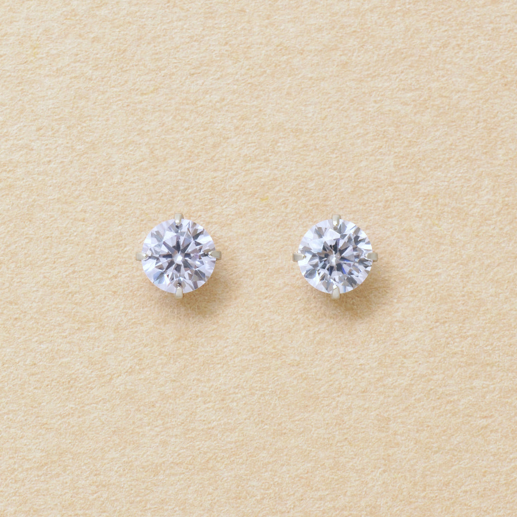 [Second Earrings] Platinum Lavender Cubic Zirconia Earrings - Product Image