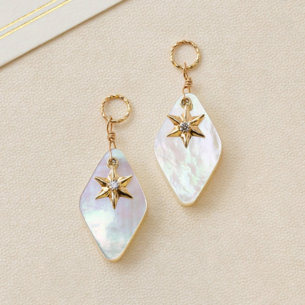 [Palette] 10K White Shell Shining Charms (Large Link) (Yellow Gold) - Product Image