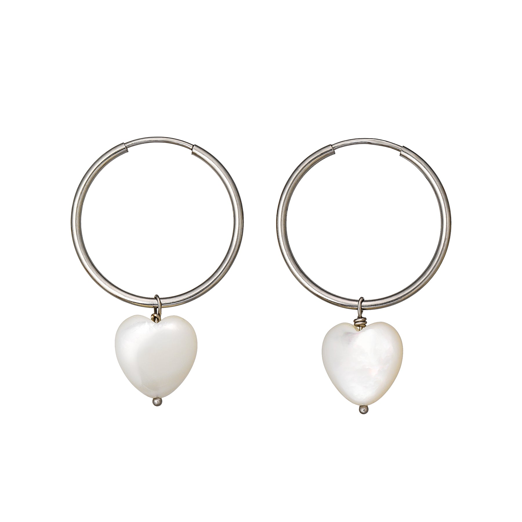 Gold Filled Heart Shell Hoop Earrings - Product Image