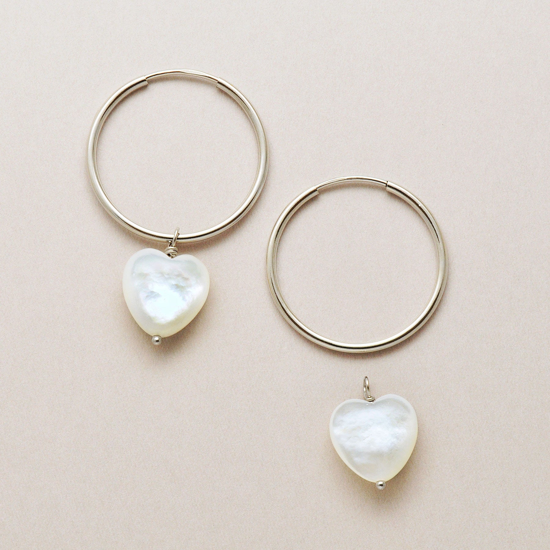 Gold Filled Heart Shell Hoop Earrings - Product Image