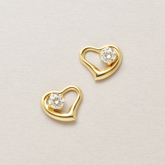 10K Heart Stud Earrings (Yellow Gold) - Product Image