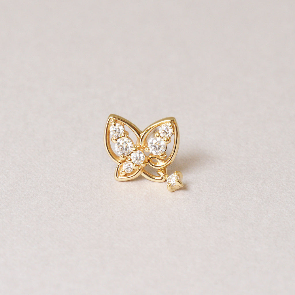 [Solo Earring] 18K/10K Moissanite Butterfly Single Earring (Yellow Gold) - Product Image