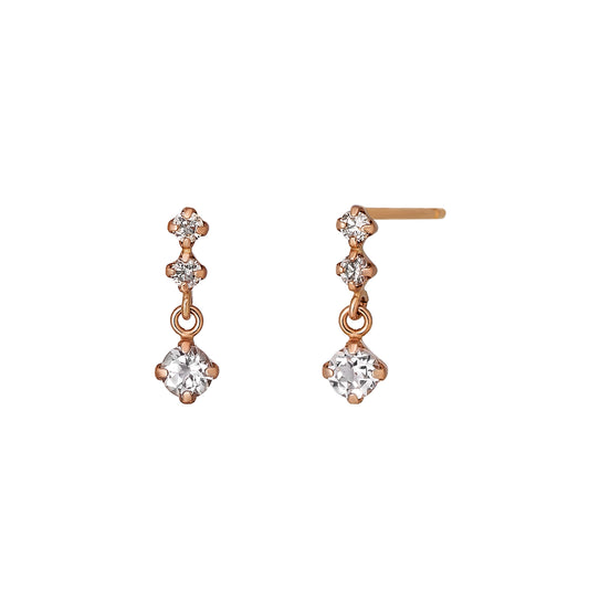 18K/10K 2-Stone Diamond Short Earrings (Rose Gold) - Product Image