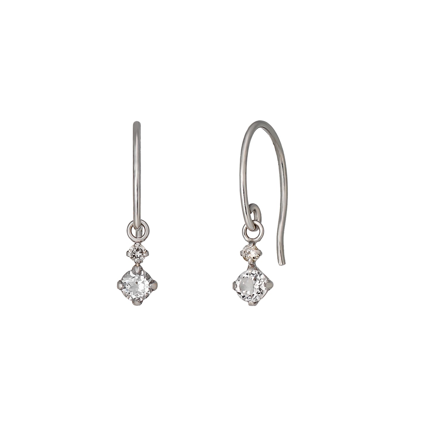 14K/10K Diamond Wire Earrings (White Gold) - Product Image