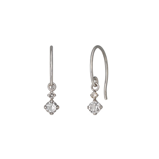 14K/10K Diamond Wire Earrings (White Gold) - Product Image