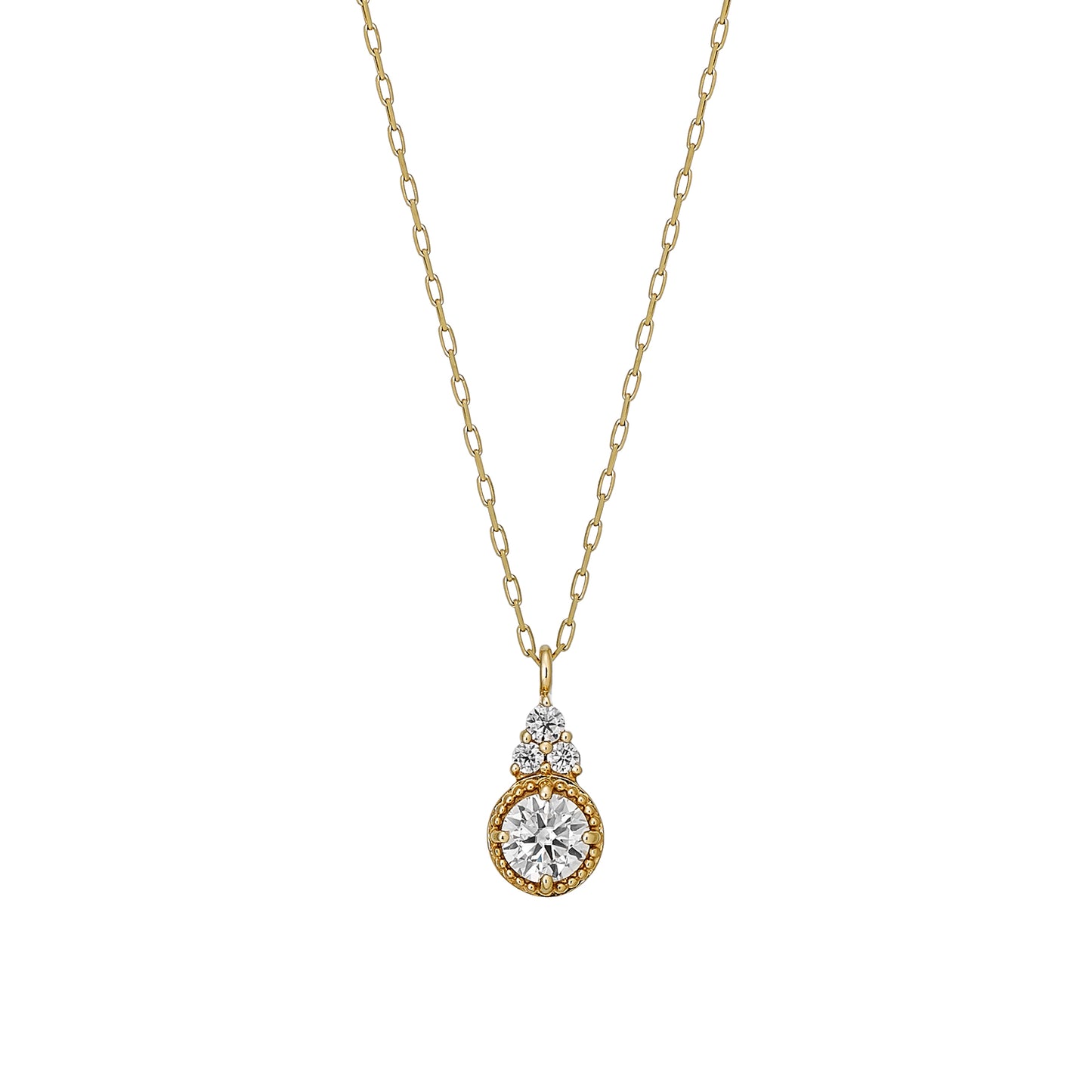 10K Moissanite Milgrain Shining Necklace (Yellow Gold) - Product Image