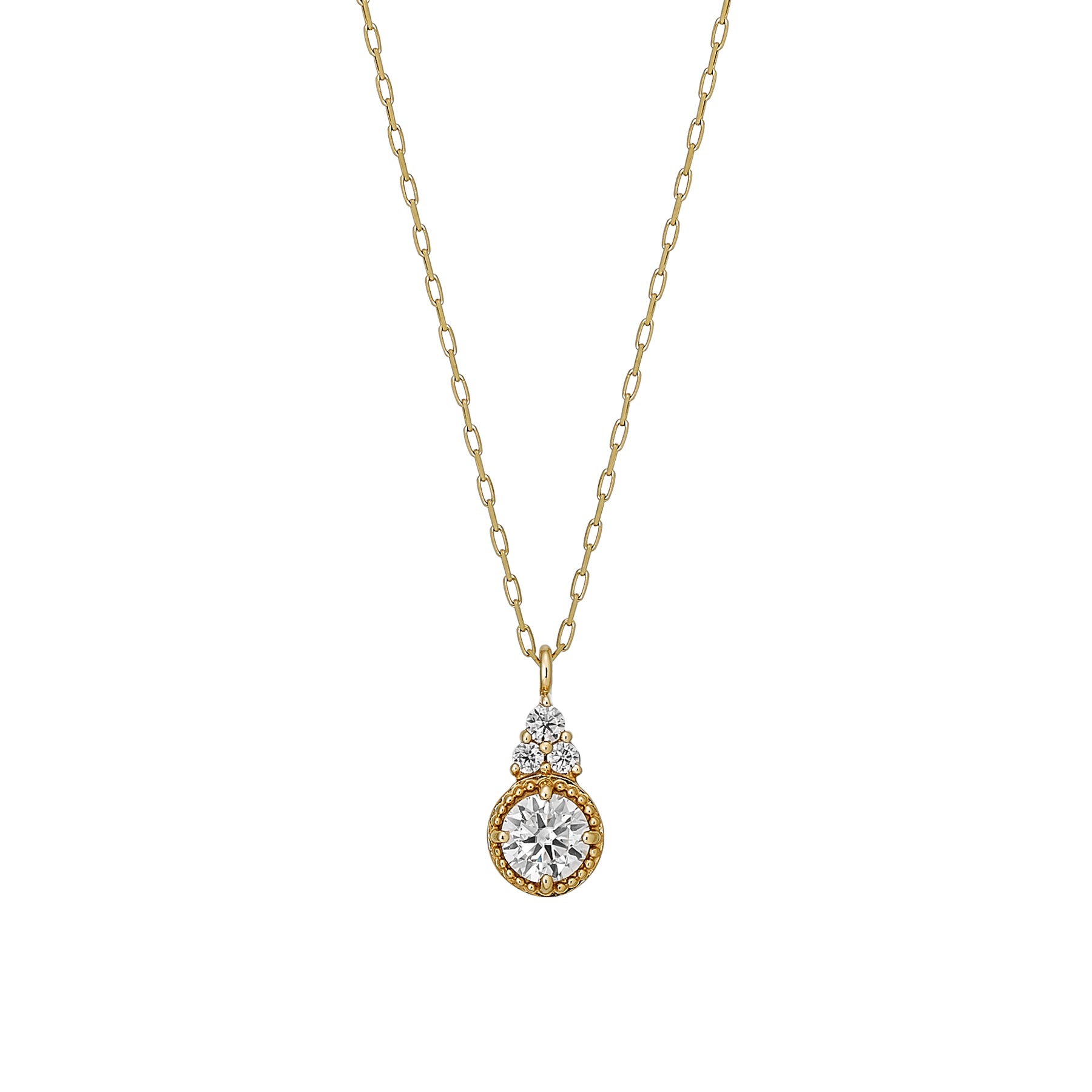 10K Moissanite Milgrain Shining Necklace (Yellow Gold) - Product Image