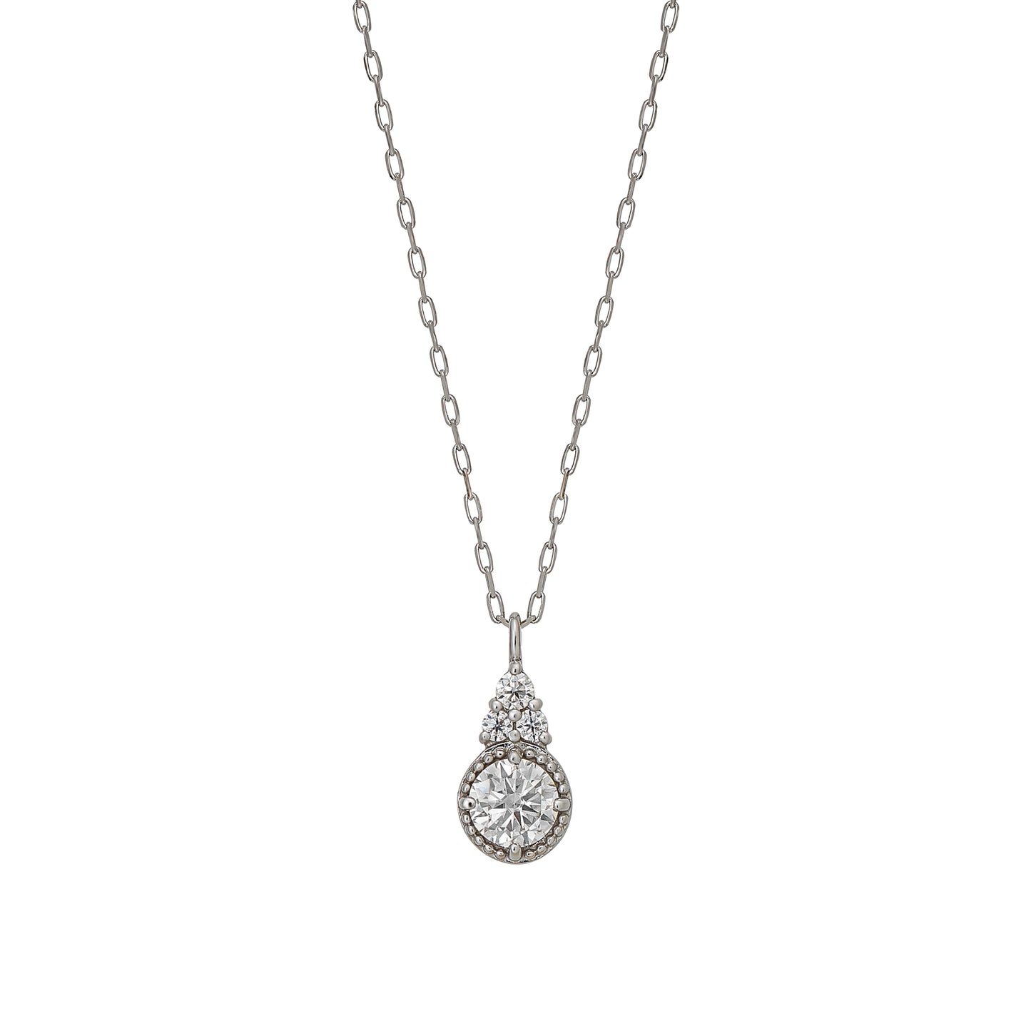 10K Moissanite Milgrain Shining Necklace (White Gold) - Product Image