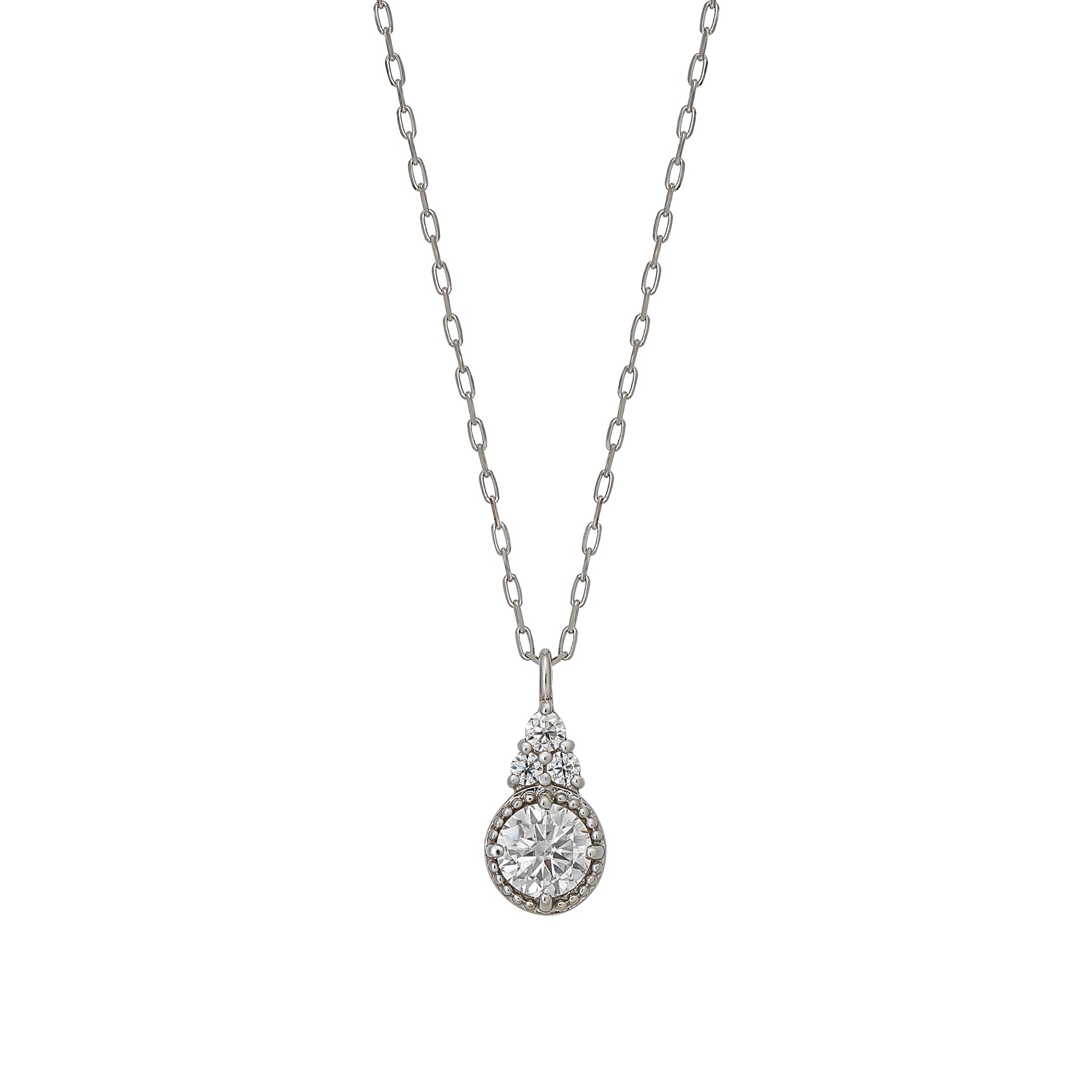 10K Moissanite Milgrain Shining Necklace (White Gold) - Product Image