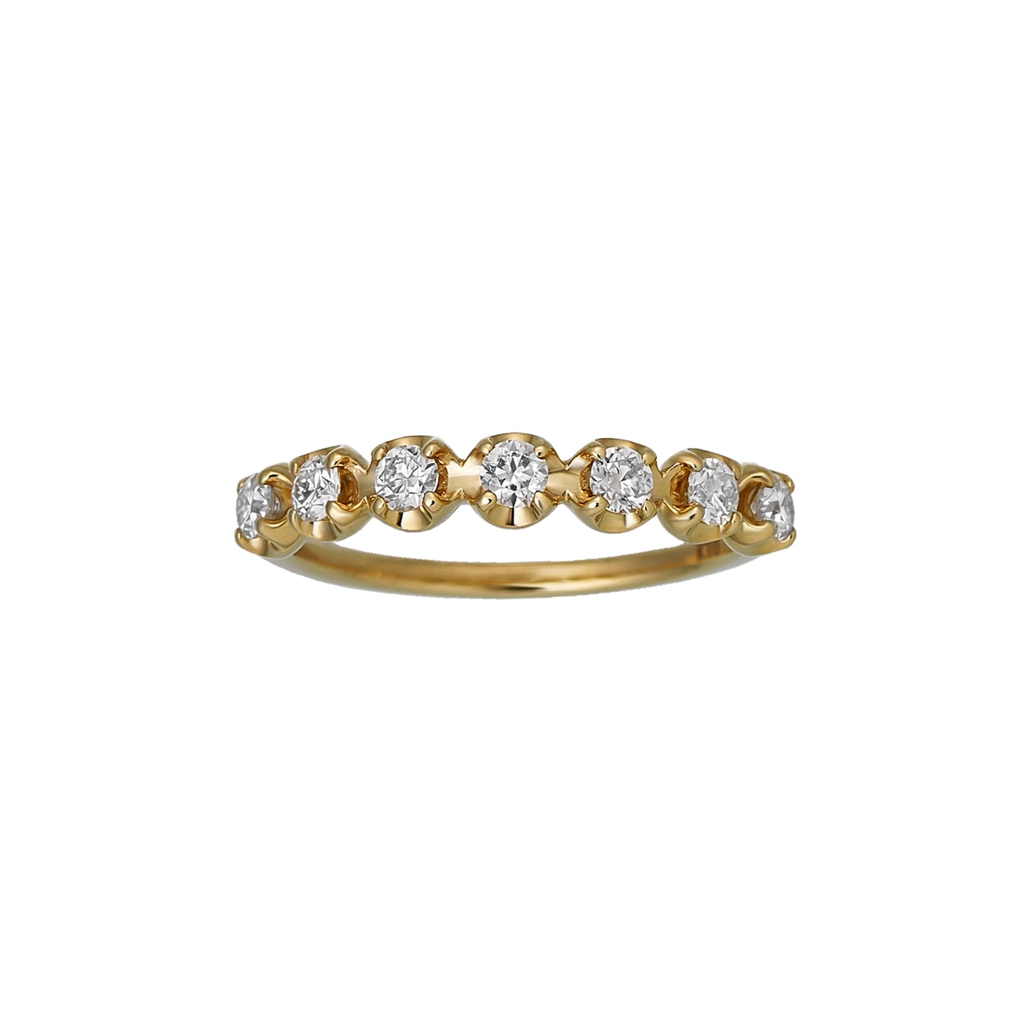 10K Moissanite Half Eternity 7-Stone Pinky Ring (Yellow Gold) - Product Image