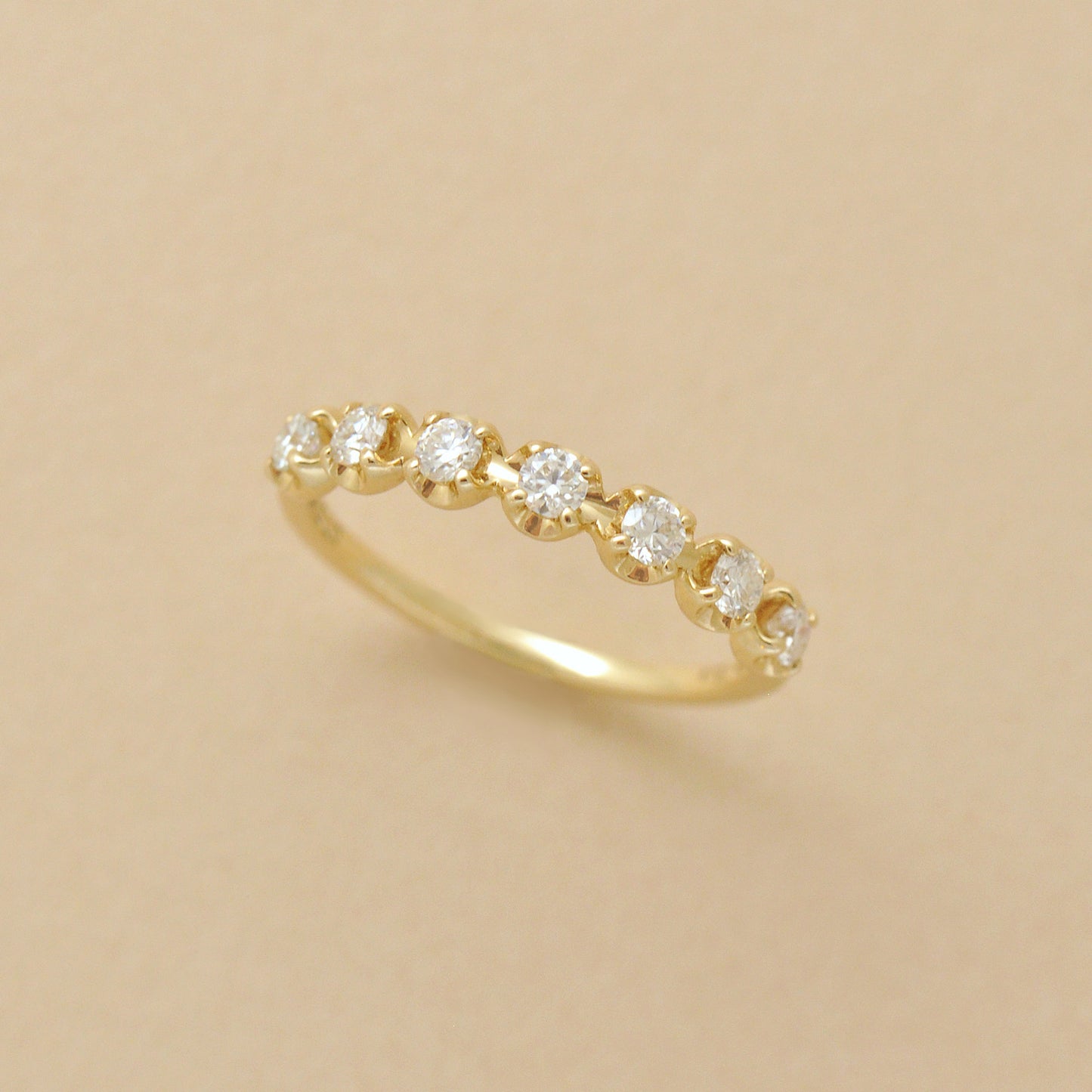 10K Moissanite Half Eternity 7-Stone Pinky Ring (Yellow Gold) - Product Image