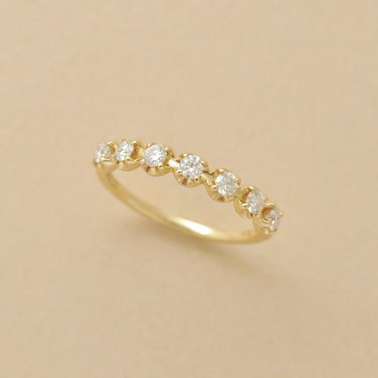 10K Moissanite Half Eternity 7-Stone Pinky Ring (Yellow Gold) - Product Image