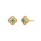 18K/10K Emerald Milgrain Flower Stud Earrings (Yellow Gold) - Product Image