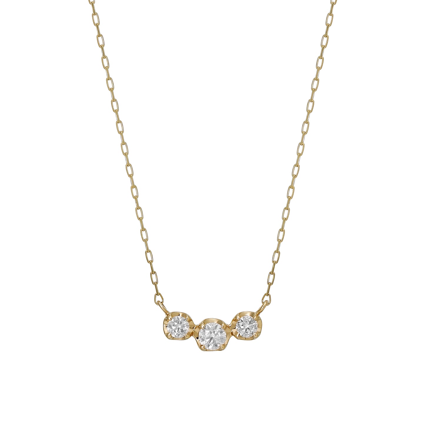 10K Moissanite Trilogy Necklace (Yellow Gold) - Product Image