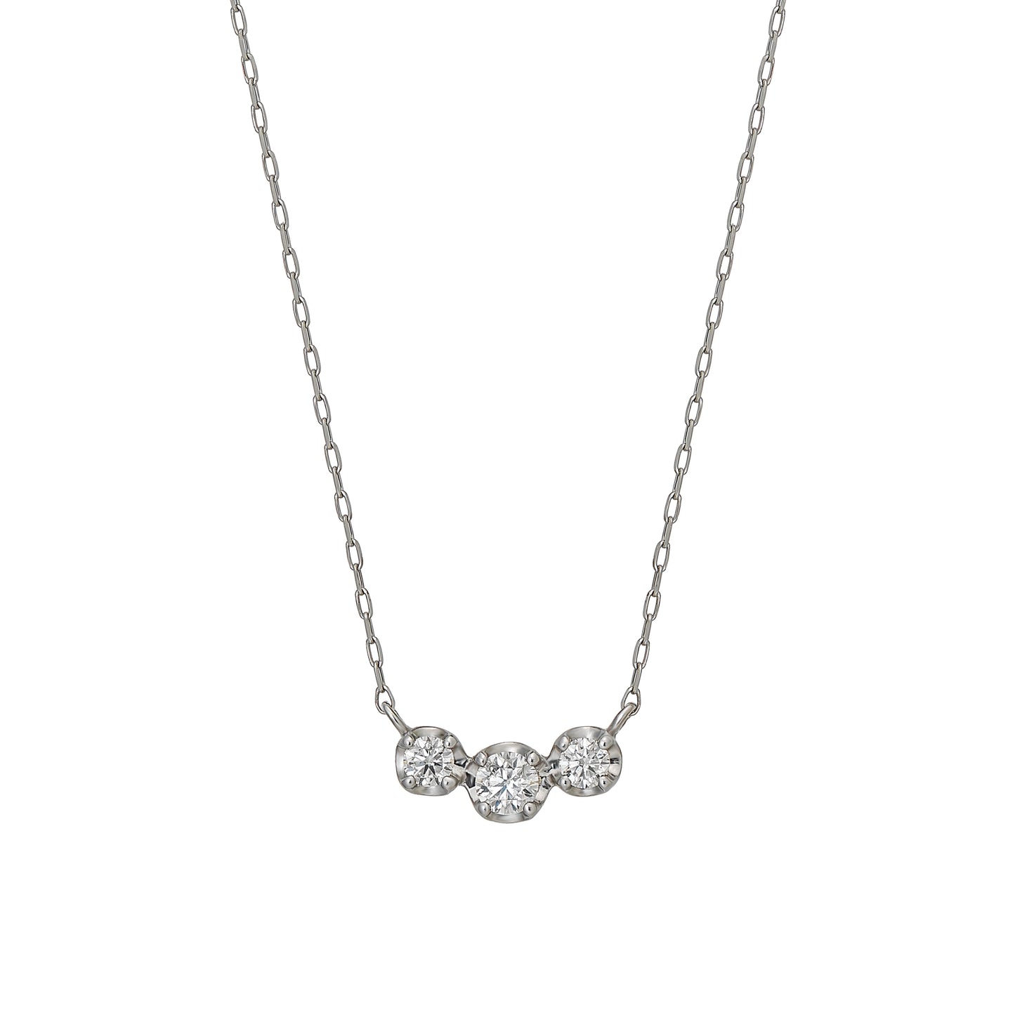 10K Moissanite Trilogy Necklace (White Gold) - Product Image