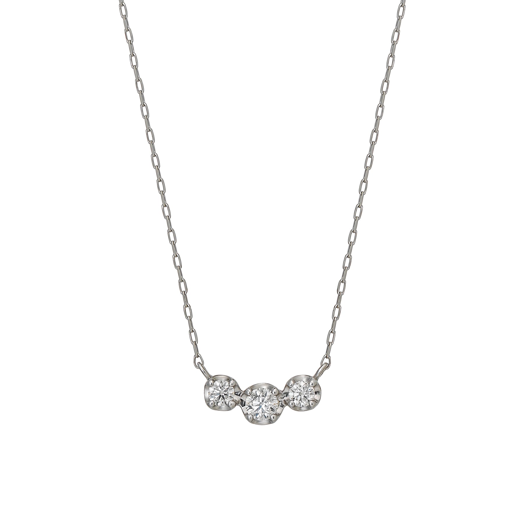 10K Moissanite Trilogy Necklace (White Gold) - Product Image