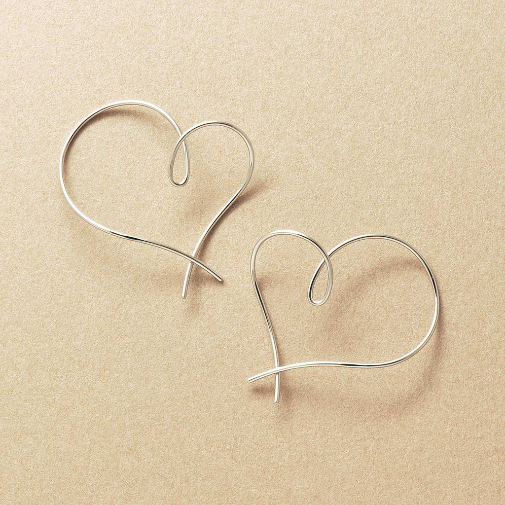 Gold Filled Twisted Heart Earrings (Platinum Plated) - Product Image