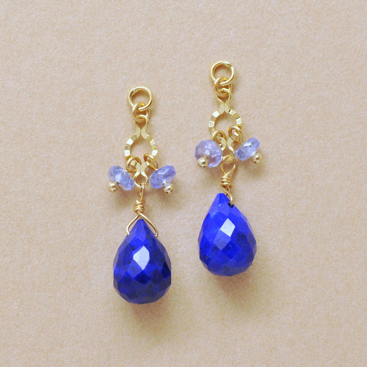 [Palette] 10K Lapis Lazuli Drop Charms (Yellow Gold) - Product Image