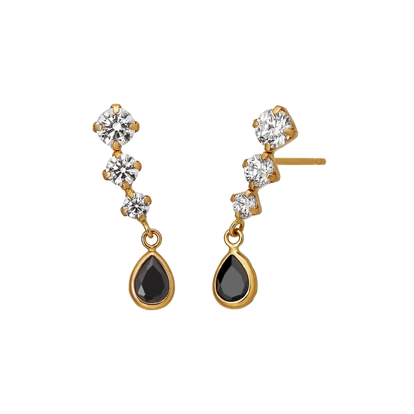 18K/10K Onyx Swinging Earrings (Yellow Gold) - Product Image