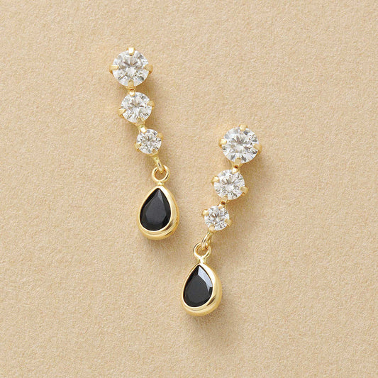 18K/10K Onyx Swinging Earrings (Yellow Gold) - Product Image