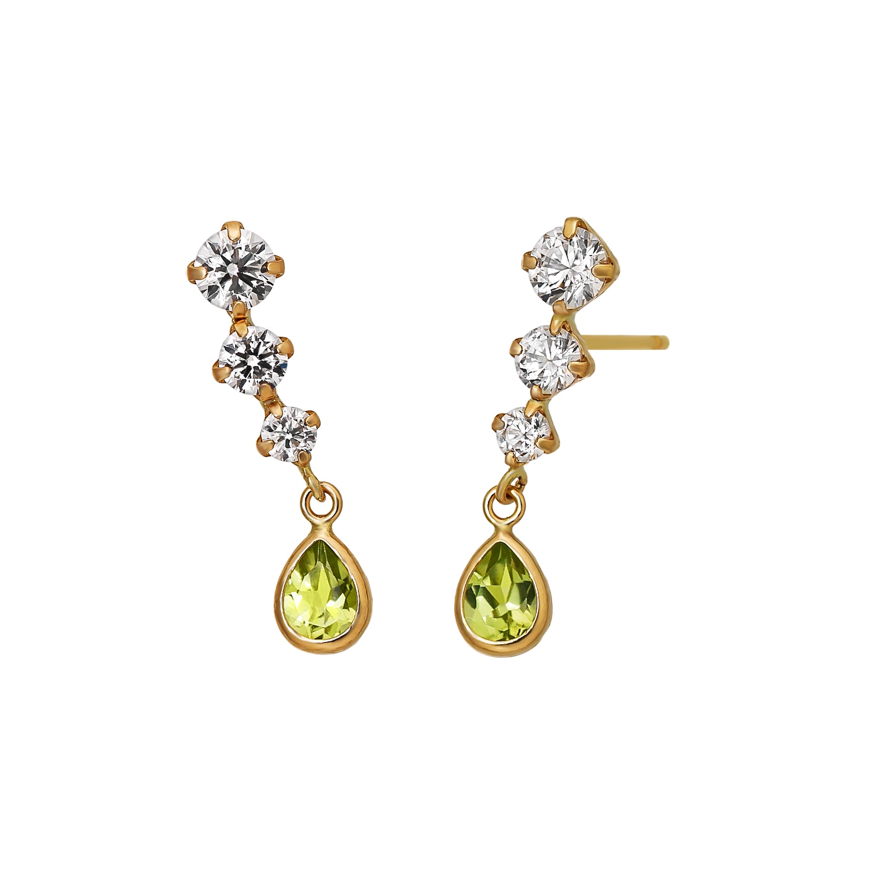 18K/10K Peridot Swinging Earrings (Yellow Gold) - Product Image