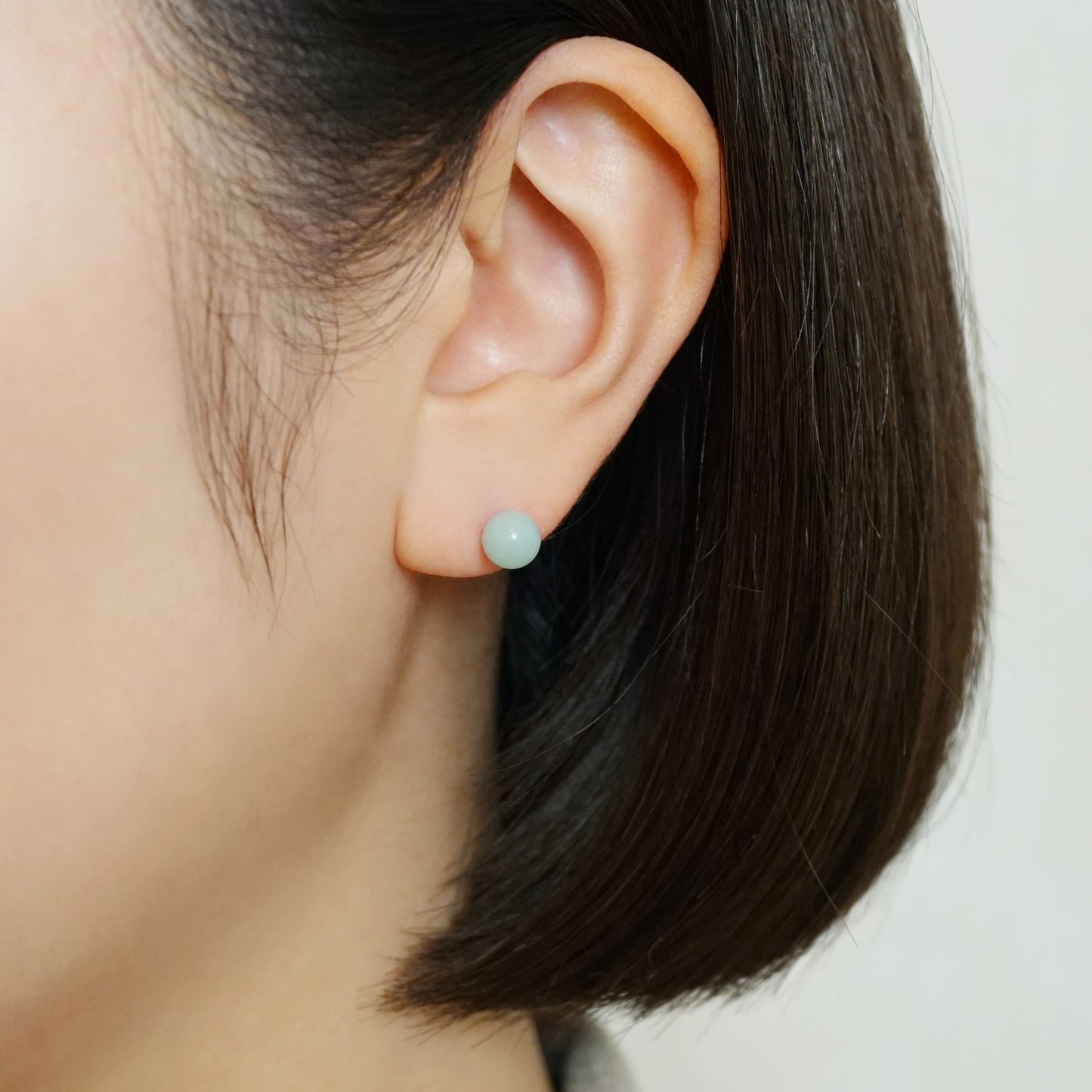 18K Gold Ball Earring Back (Amazonite) - Model Image