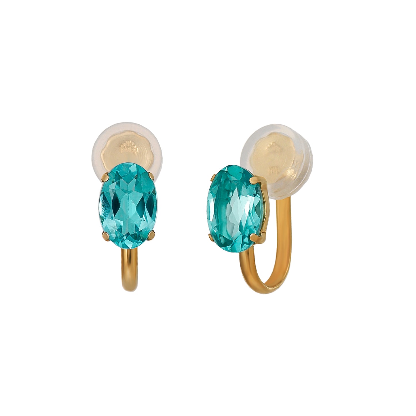 [Airy Clip-On Earrings] 10K Apatite Earrings (Yellow Gold) - Product Image