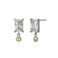 10K Baguette Cut Swinging Earrings (White Gold) - Product Image