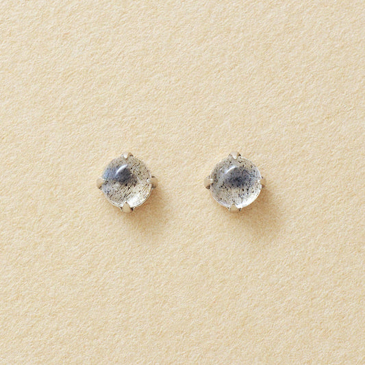 [Second Earrings] Platinum Labradorite Cabochon Earrings - Product Image