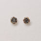 Carved Rose Black Shell Ceramic Post Earrings - Product Image