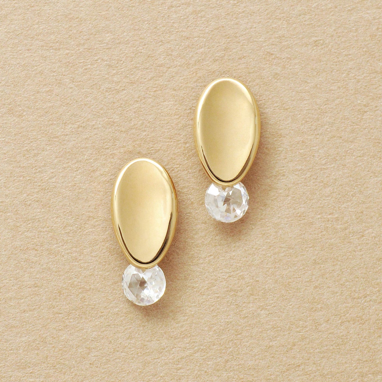 18K/10K Stylish Oval Earrings (Yellow Gold) - Product Image