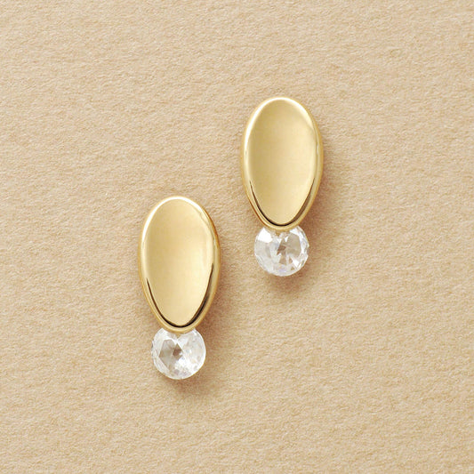 18K/10K Stylish Oval Earrings (Yellow Gold) - Product Image