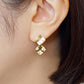 18K/10K Double Square Plate Earrings (Yellow Gold) - Model Image