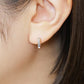 14K/10K Pyramid Pattern Hoop Earrings (White Gold) - Model Image