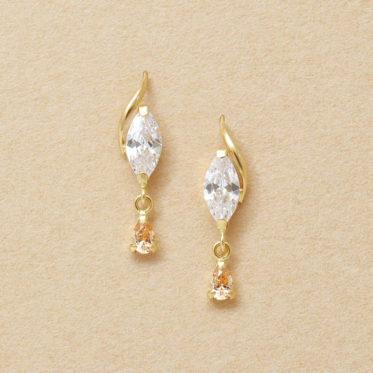10K Marquise Swinging Earrings (Yellow Gold) - Product Image