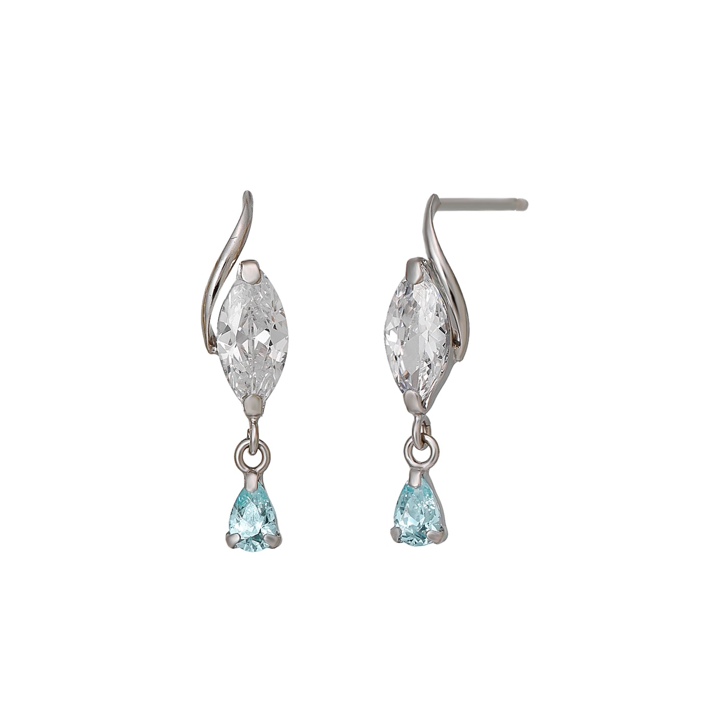 10K Marquise Swinging Earrings (White Gold) - Product Image
