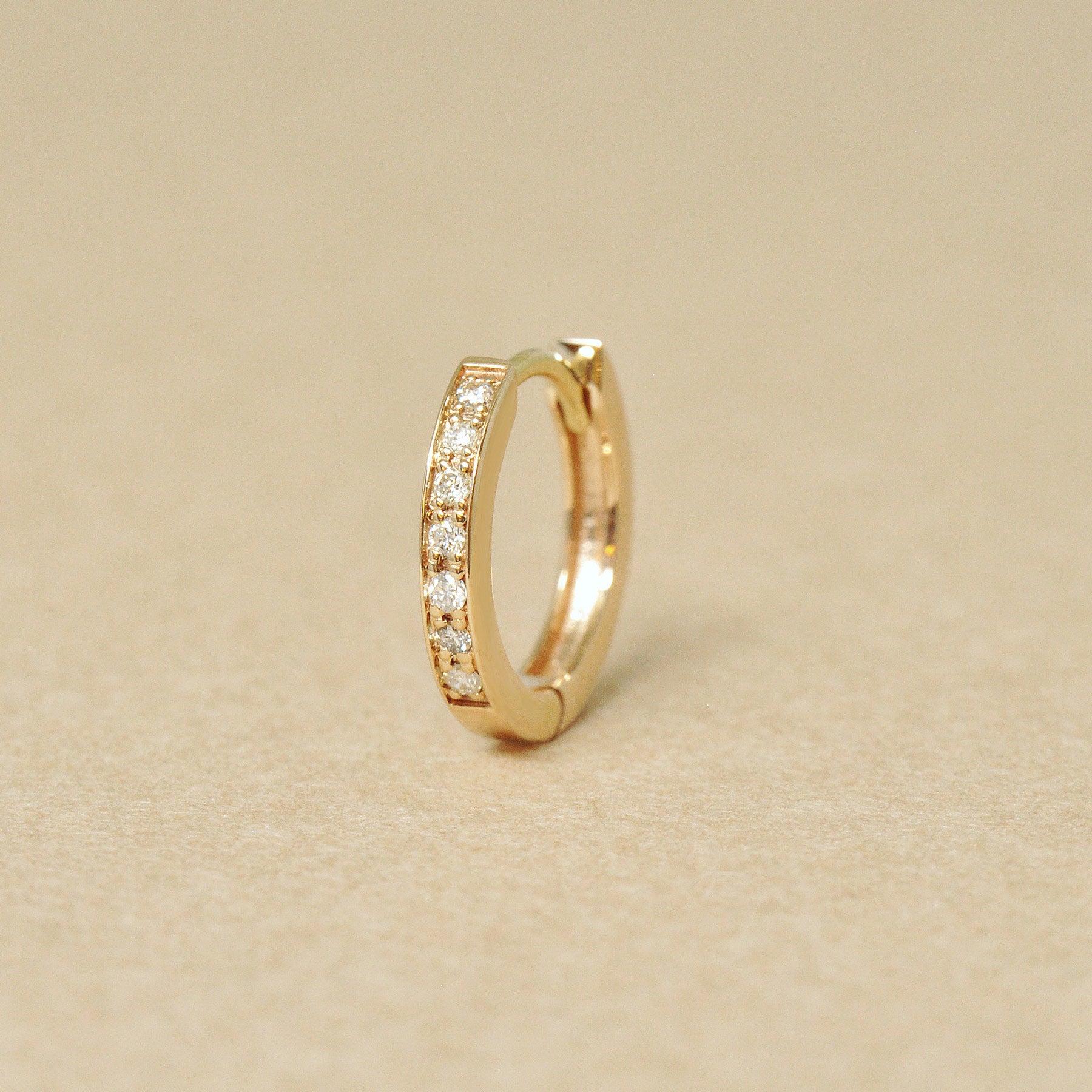 [Solo Earring] 14K/10K Diamond Huggie Hoop Single Earrings (Yellow Gold) - Product Image