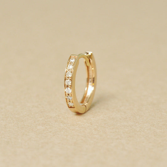 [Solo Earring] 14K/10K Diamond Huggie Hoop Single Earring (Small) (Yellow Gold) - Product Image