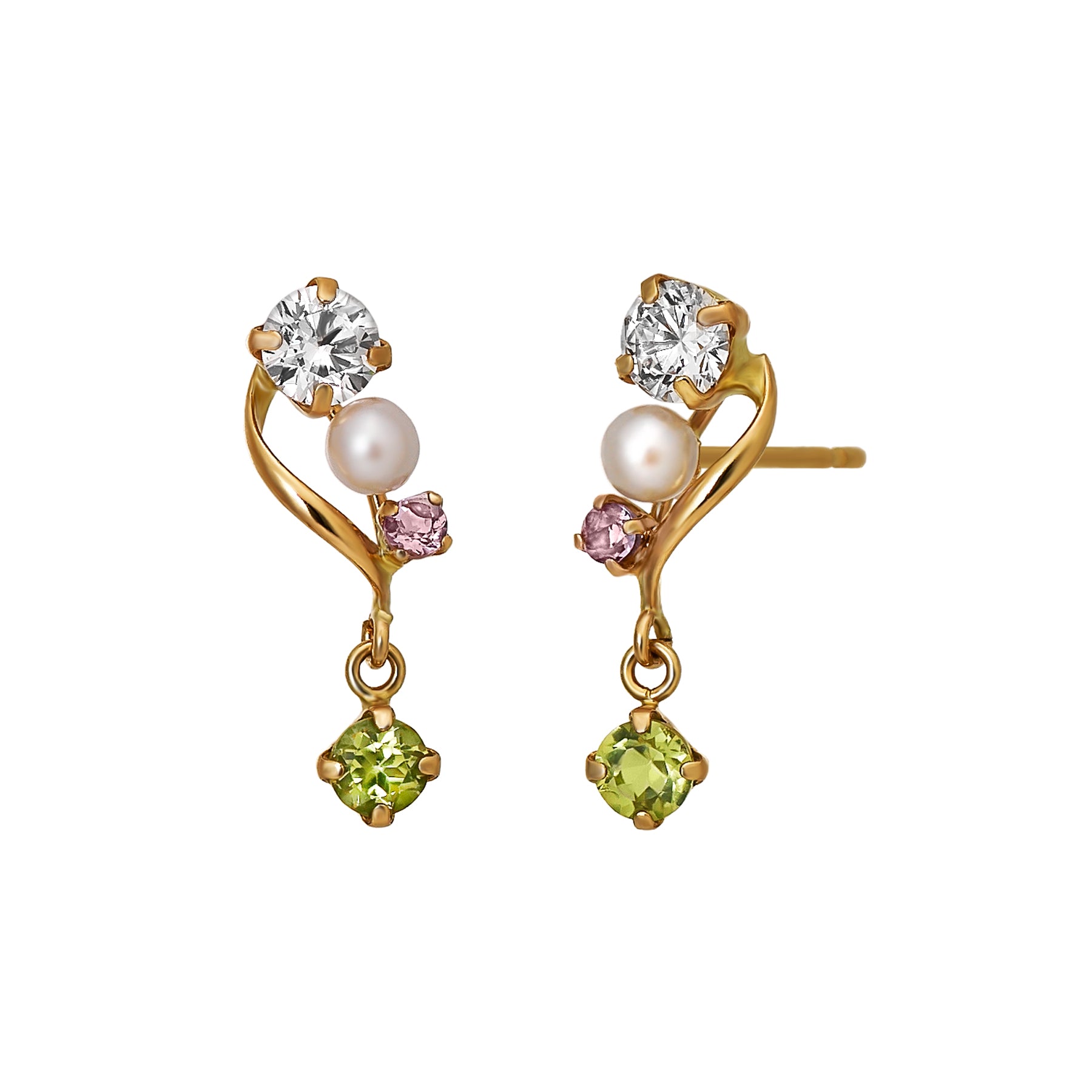 18K/10K Peridot Twist Swinging Earrings (Yellow Gold) - Product Image