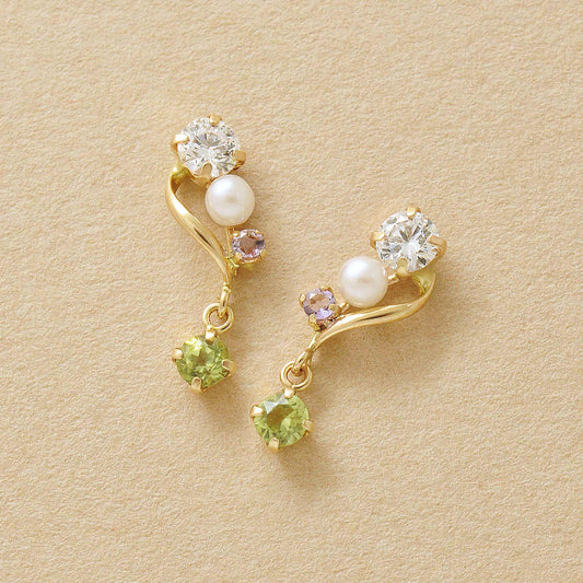 18K/10K Peridot Twist Swinging Earrings (Yellow Gold) - Product Image