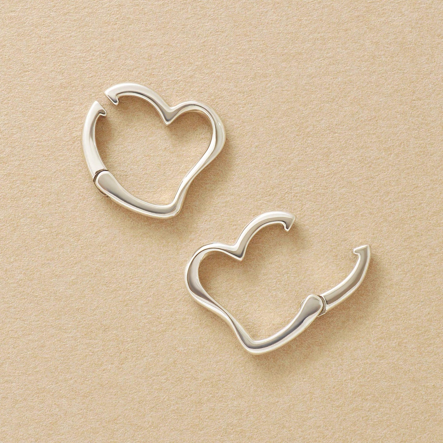 925 Sterling Silver Heart Clip-On Earrings - Product Image