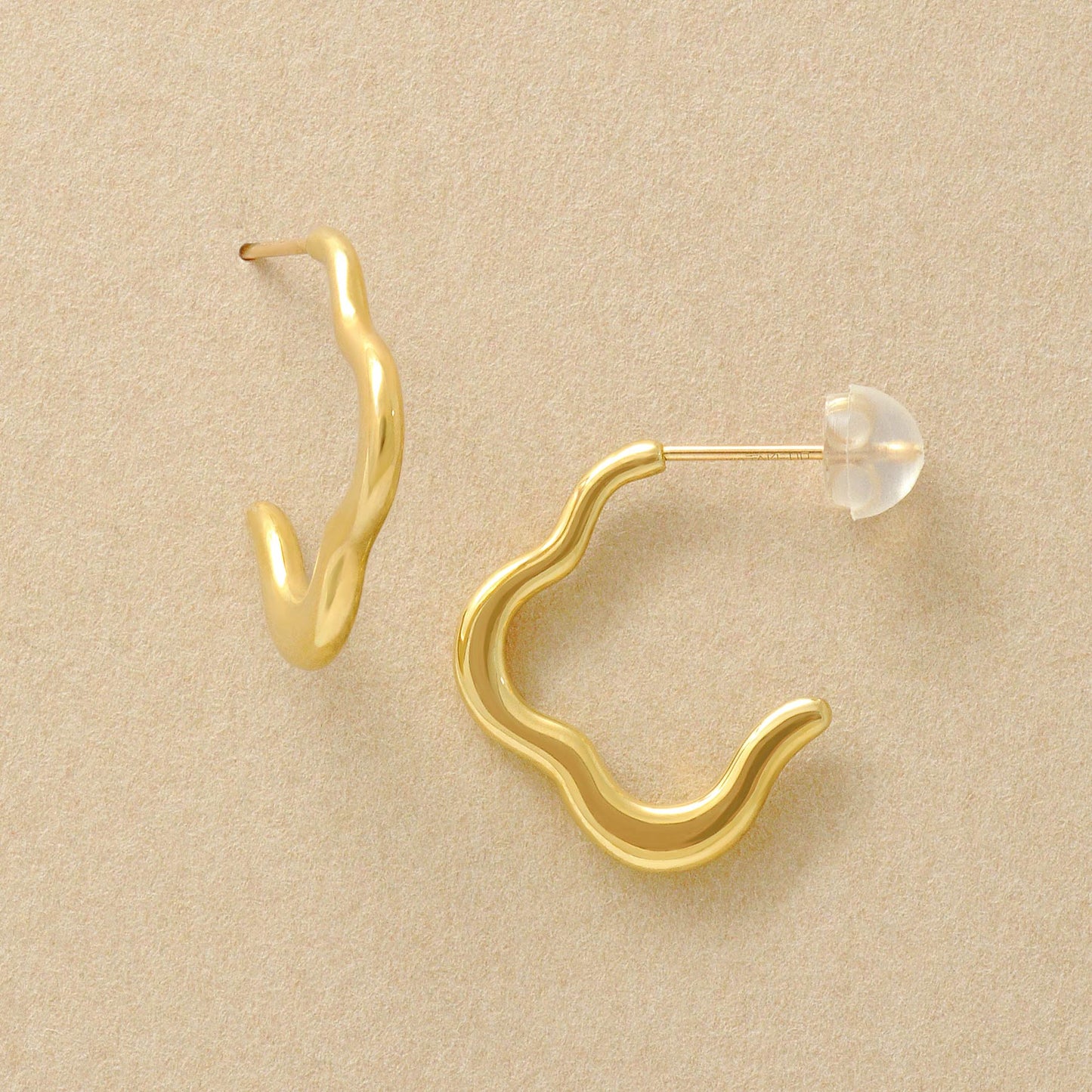 925 Sterling Silver / 10K Yellow Gold Flower Silhouette Earrings - Product Image