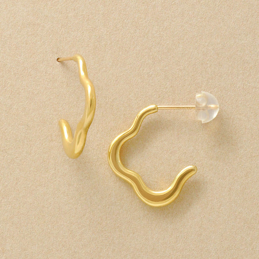 925 Sterling Silver / 10K Yellow Gold Flower Silhouette Earrings - Product Image