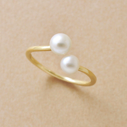 10K Pearl Open Ring (Yellow Gold) - Product Image