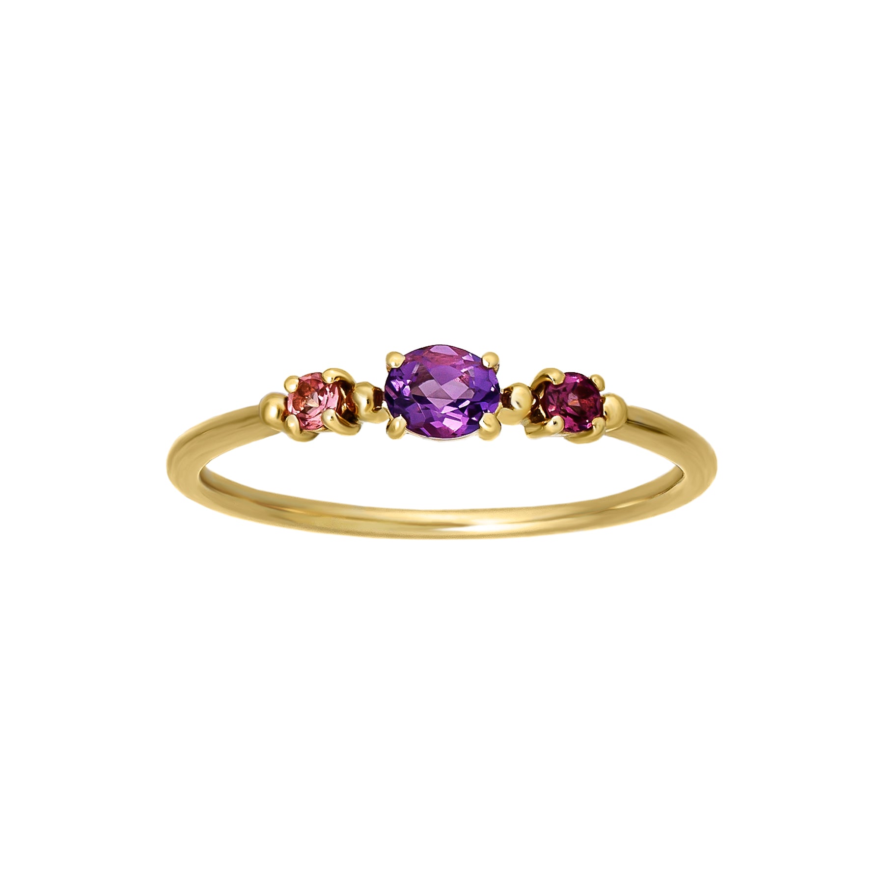 10K Pink Multi-Color Ring (Yellow Gold) - Product Image