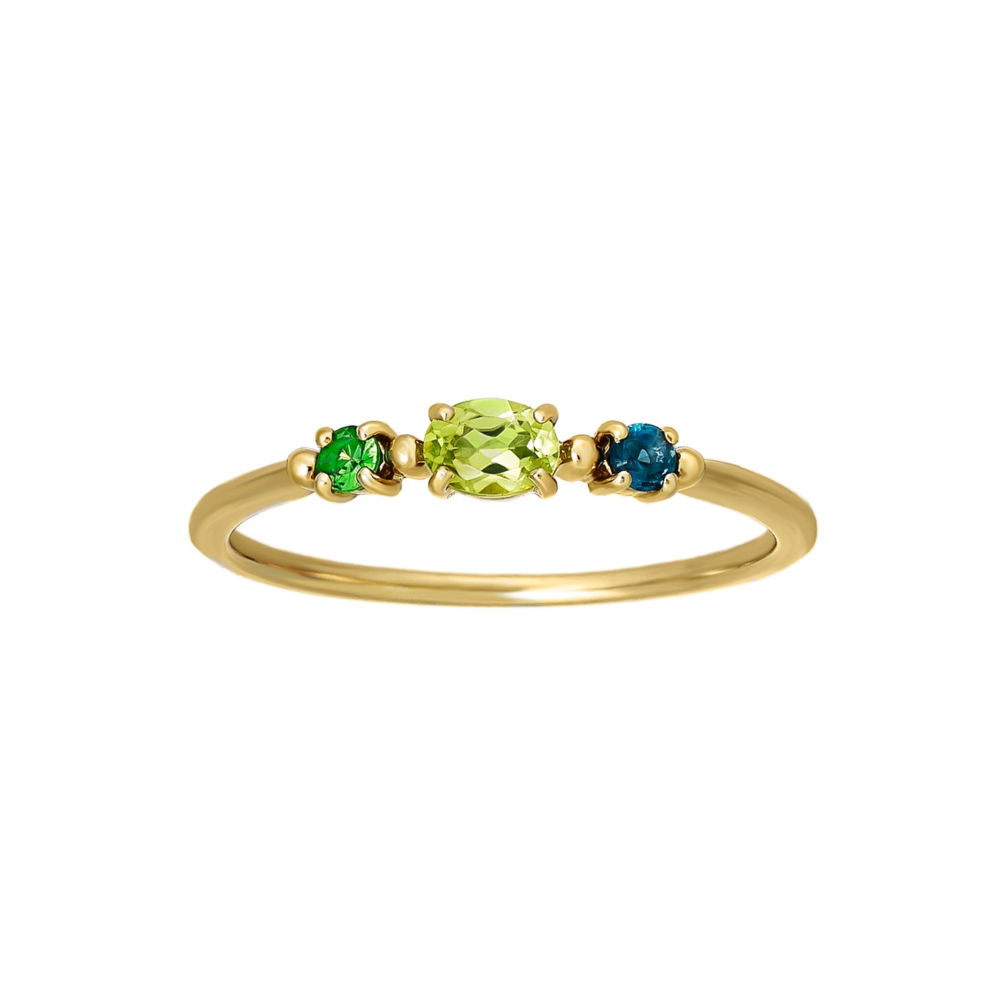 10K Green Multi-Color Ring (Yellow Gold) - Product Image