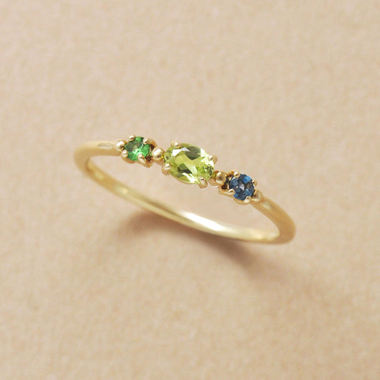 10K Green Multi-Color Ring (Yellow Gold) - Product Image